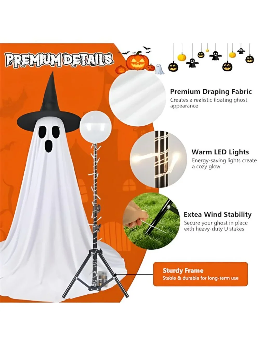 Halloween Ghost Decorations, 2 Pack 5FT Lighted Ghosts with Remote